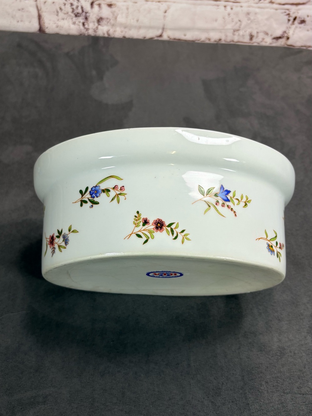 BIA Cordon Bleu White Ceramic Plate with Blue & Red Logo